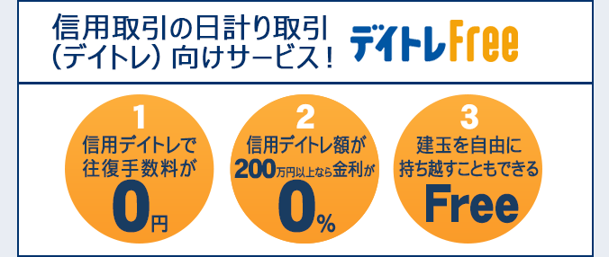 信用取引の日計り(デイトレ)向けサービス!デイトレフリー